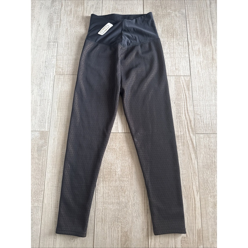 NWT Aurora Seven Leggings Fleece Lined Black Gold Triangle Design Size M/L